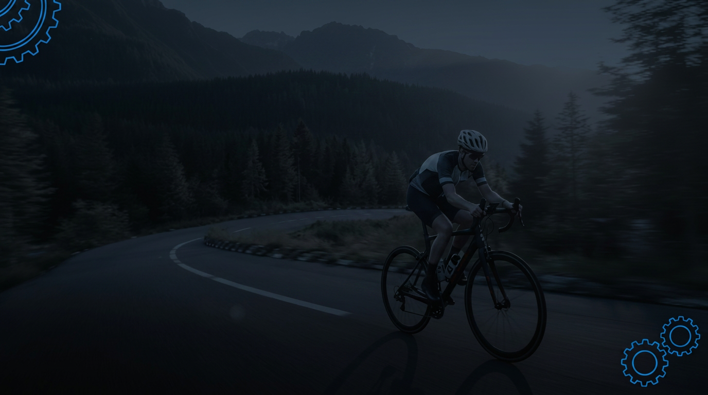 Cycliste sur route de montagne